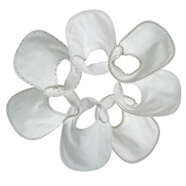 Lot de 7 bavoirs naissance essentiel vanille Trois kilos sept