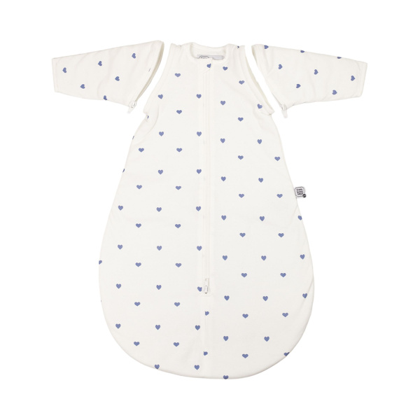 Gigoteuse coton manches amovibles coeurs bleus 0/6 mois Trois kilos sept