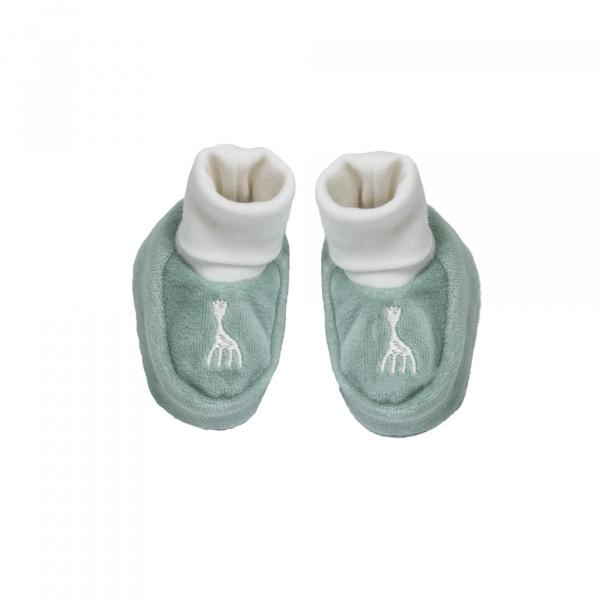Chaussons sophie la girafe 0/1 mois olive Trois kilos sept