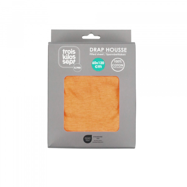 Drap housse abricot 70 x 140 cm Trois kilos sept