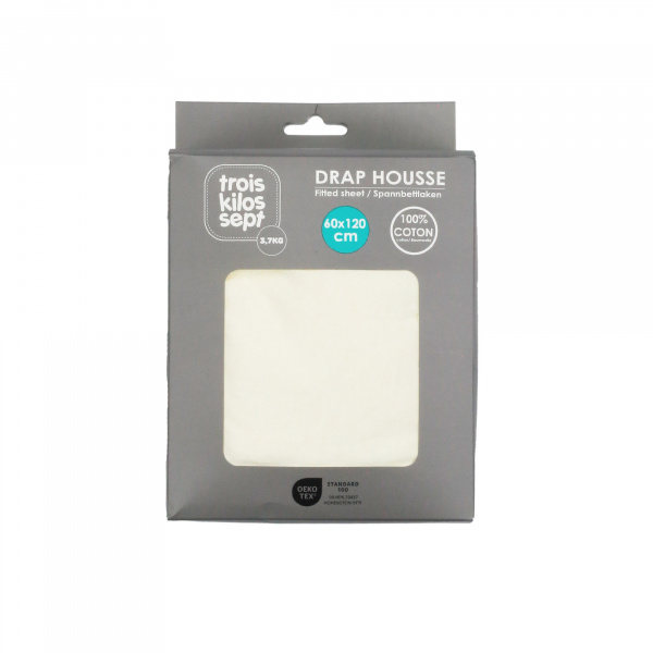 Drap housse vanille 70 x 140 cm Trois kilos sept