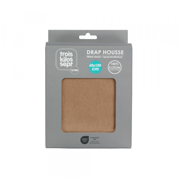 Drap housse camel 60 x 120 cm Trois kilos sept