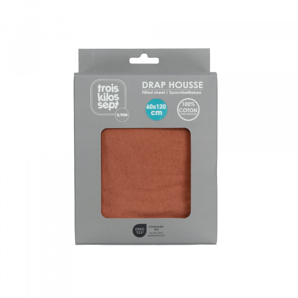 Drap housse terracotta 60 x 120 cm Trois kilos sept