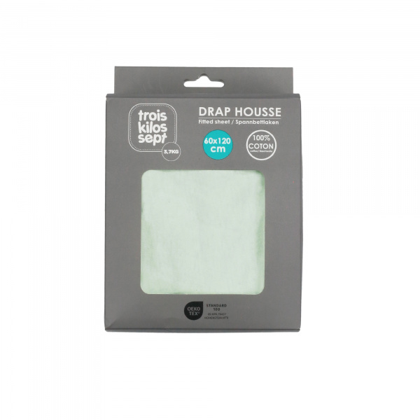 Drap housse jade 60 x 120 cm Trois kilos sept