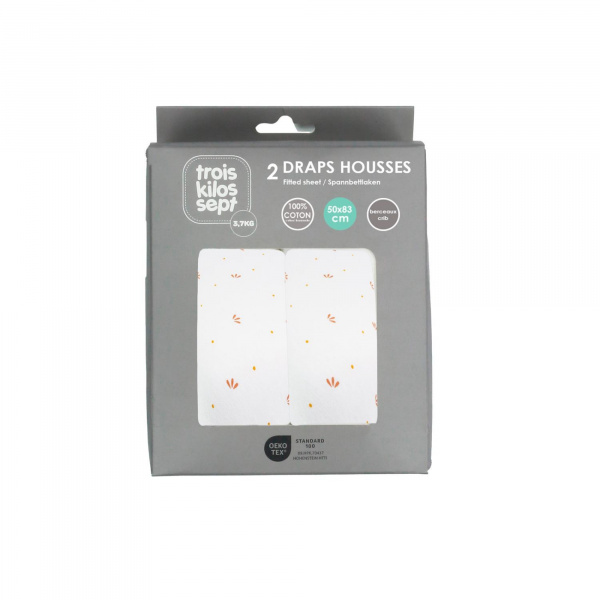 Lot de 2 draps housse gatsby pour berceau 50*83 Trois kilos sept