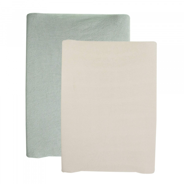 Lot de 2 housses de matelas à langer sable/vert Trois kilos sept