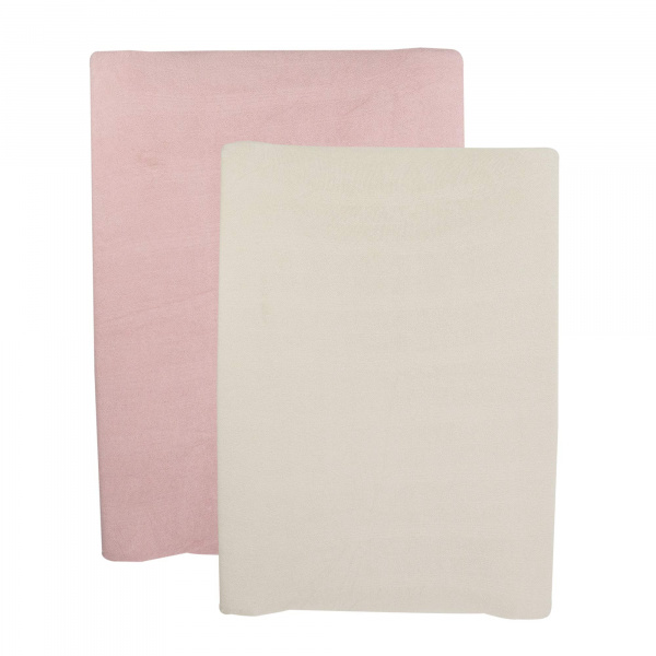 Lot de 2 housses de matelas à langer sable/vieux rose Trois kilos sept