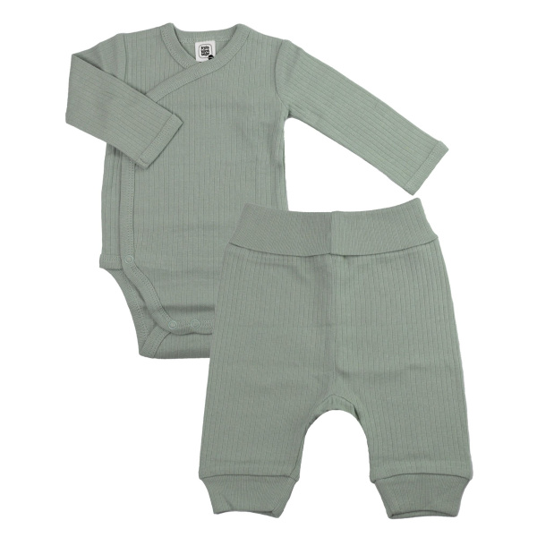 Ensemble body et pantalon 1 mois vert olive Trois kilos sept