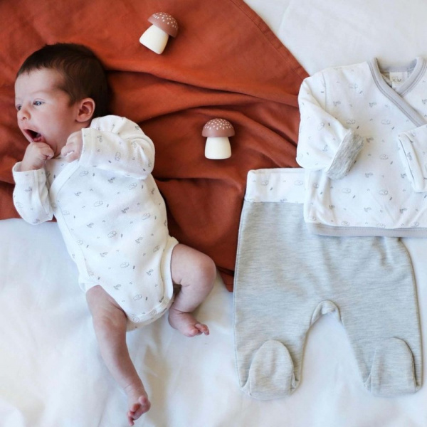 Ensemble naissance 3 pièces 1 mois - gris chiné Trois kilos sept