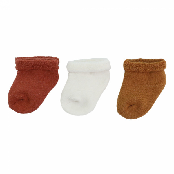 Lot de 3 paires de chaussettes bébé 0/6 mois terracotta/ecru/camel Trois kilos sept