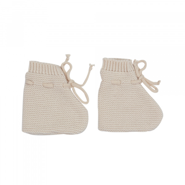 Ensemble naissance bébé brassière, bonnet et chaussons - sable Trois kilos sept