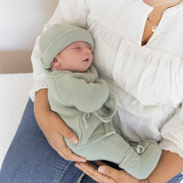 Brassière bébé naissance point mousse 0/1 mois - sauge Trois kilos sept