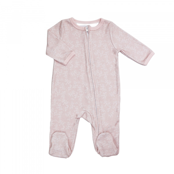 Pyjama coton zip 1 mois rose Trois kilos sept