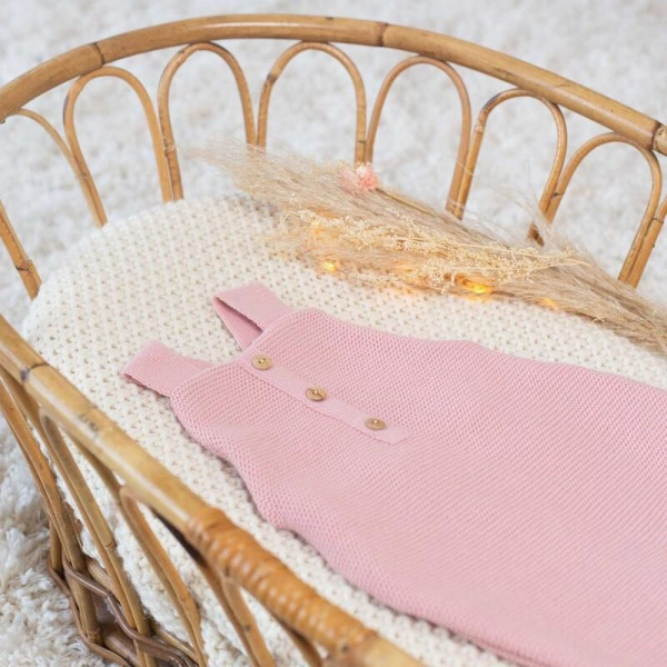 Salopette maille vieux rose 1-3 mois Trois kilos sept