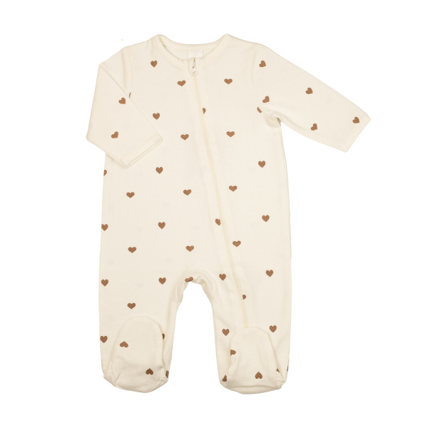 Pyjama dors-bien coeur ecru naissance Trois kilos sept