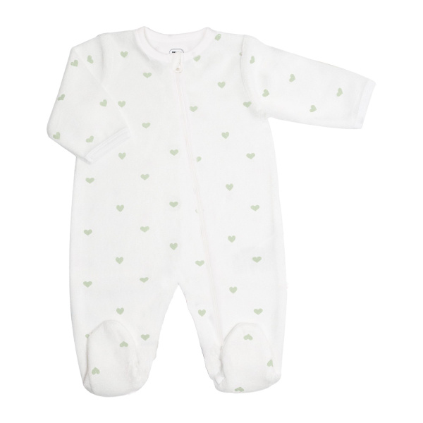 Pyjama dors-bien coton coeur vert naissance Trois kilos sept