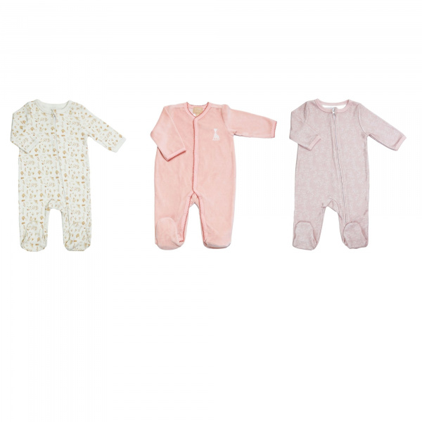 Ensemble de naissance 3 pyjamas 1 mois rose Trois kilos sept
