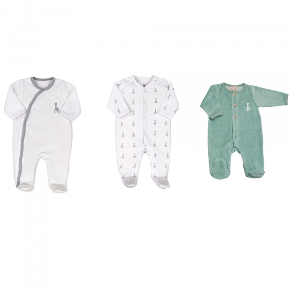 Ensemble de naissance 3 pyjamas 3 mois sophie la girafe Trois kilos sept