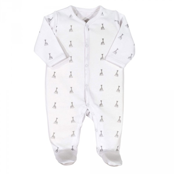 Pyjama coton sophie la girafe 3 mois gris Trois kilos sept