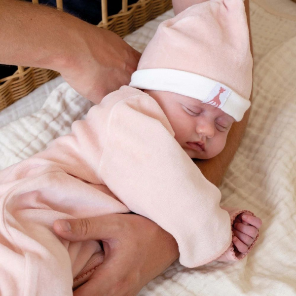 Ensemble de naissance sophie la girafe - rose poudrée Trois kilos sept