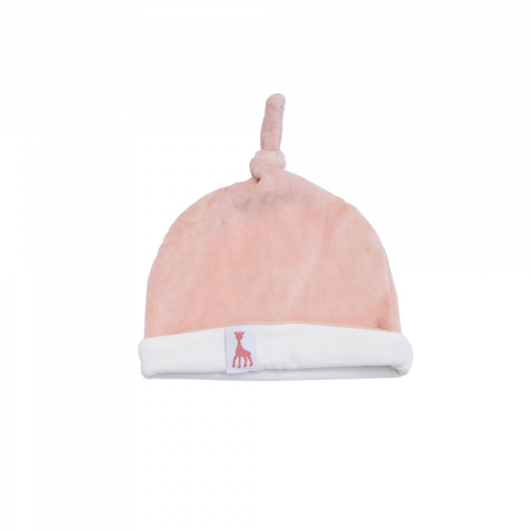 Bonnet 1/3 mois velours rose Trois kilos sept