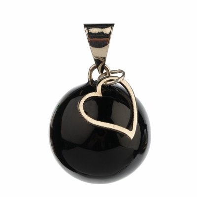 Bola de grossesse noir avec grigri coeur argenté