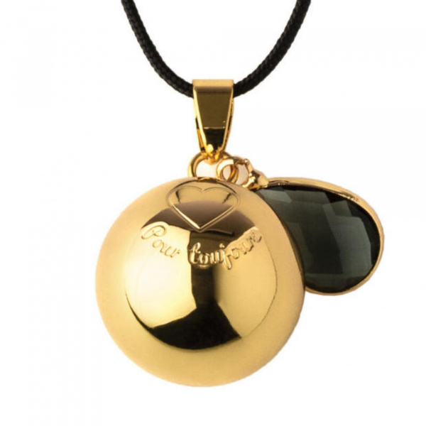 Bola de grossesse doré avec pierre et gravure pour toujours Bola