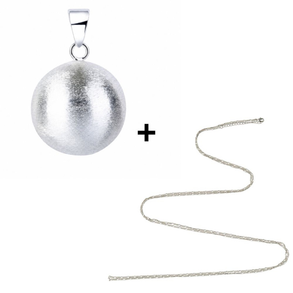 Bola de grossesse argent et cœur avec chaîne argentée Bola