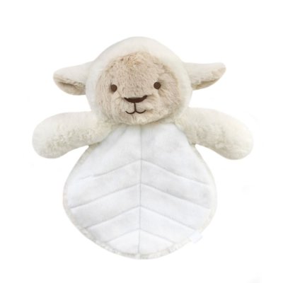 Doudou bébé plat mouton en peluche 30cm blanc