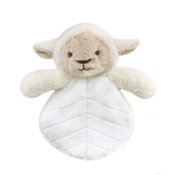 Doudou bébé plat mouton en peluche 30cm blanc Ob designs