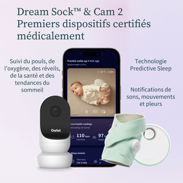 Chaussette connectée dream sock vert menthe Owlet