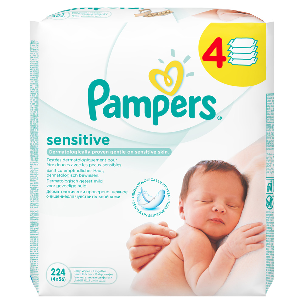 Lot De 4 Paquets Lingettes Bebe Sensitive 224 Pieces De Pampers Sur Allobebe
