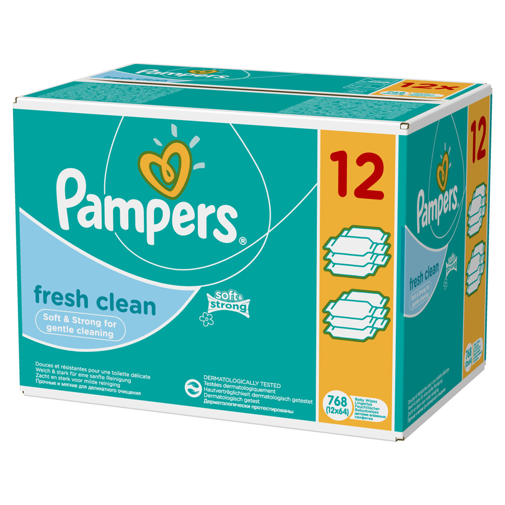 Lingettes Bebe Fresh Clean Lot De 12 Paquets De 64 Lingettes De Pampers Sur Allobebe