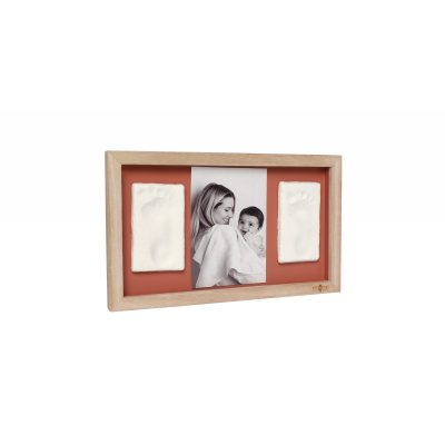 Cadre 2 empreintes avec photo rainbow terracotta