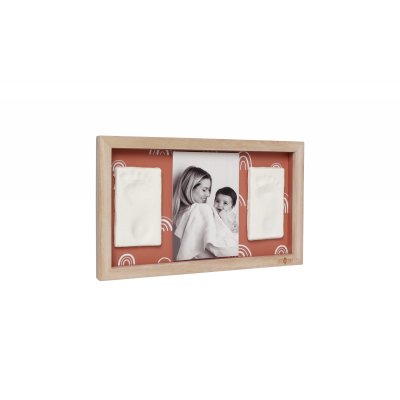 Cadre 2 empreintes avec photo rainbow terracotta