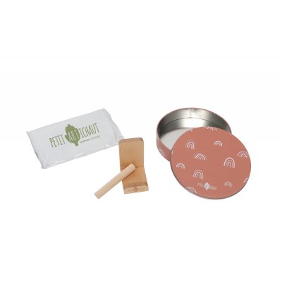 Cadre empreinte baby box ronde rainbow terracotta