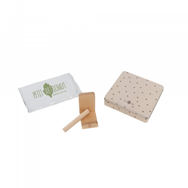Cadre empreinte baby box carrée jolis coeurs Petit artichaut