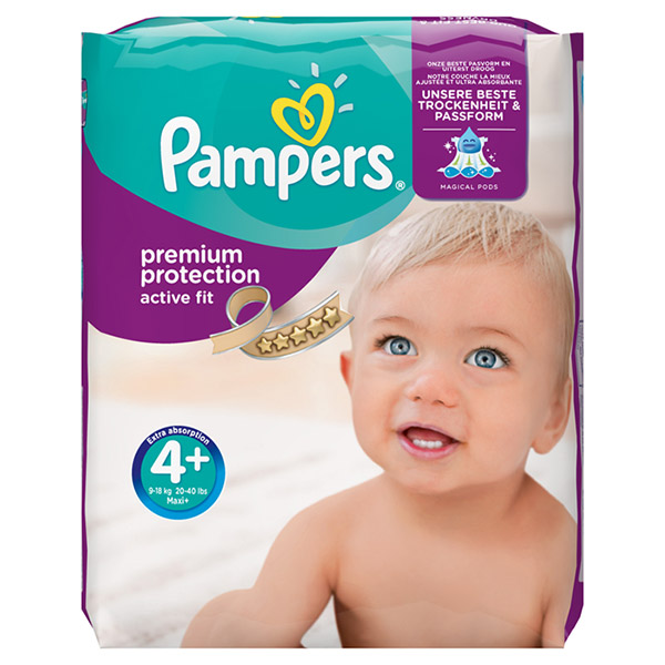 Couches premium active fit taille 4+ (918 kg) 140 couches de Pampers