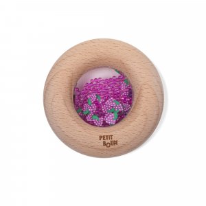 Hochet sensoriel bébé donut en bois raisins Petit boum