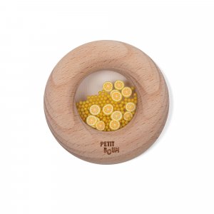Hochet sensoriel bébé donut en bois citrons Petit boum