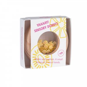 Hochet sensoriel bébé donut en bois citrons Petit boum