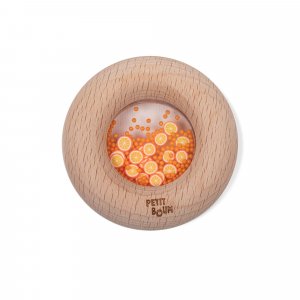 Hochet sensoriel bébé donut en bois oranges Petit boum