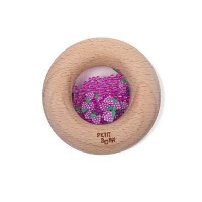 Hochet sensoriel bébé donut en bois raisins