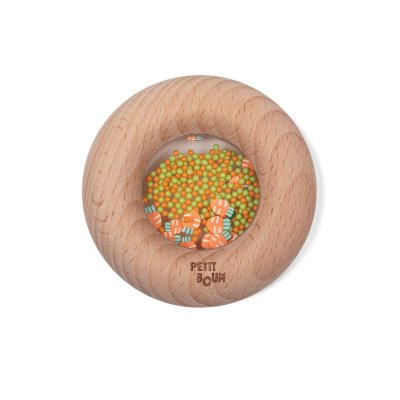 Hochet sensoriel bébé donut en bois carottes
