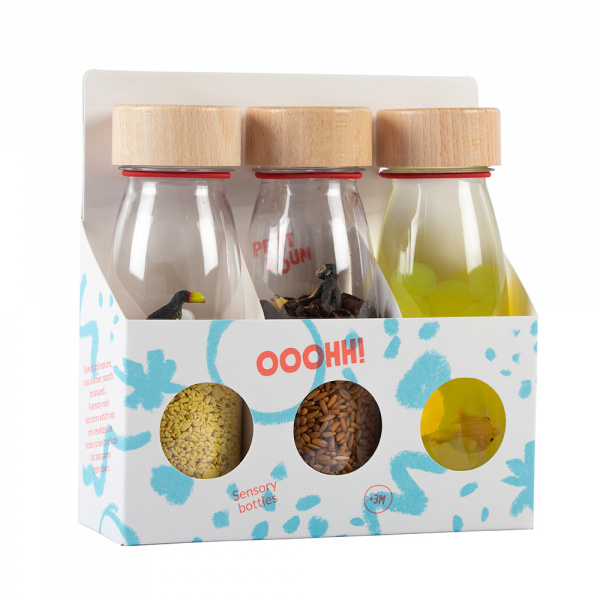 Lot de 3 bouteilles sensorielles tropical Petit boum