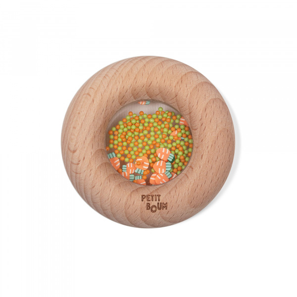 Hochet sensoriel bébé donut en bois carottes Petit boum