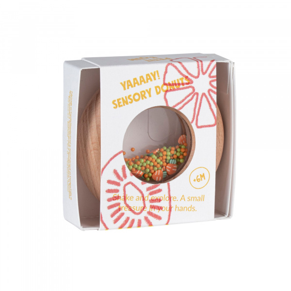 Hochet sensoriel bébé donut en bois carottes Petit boum