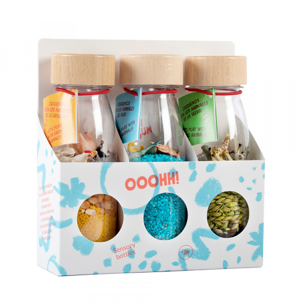 Lot de 3 bouteilles sensorielles nature Petit boum