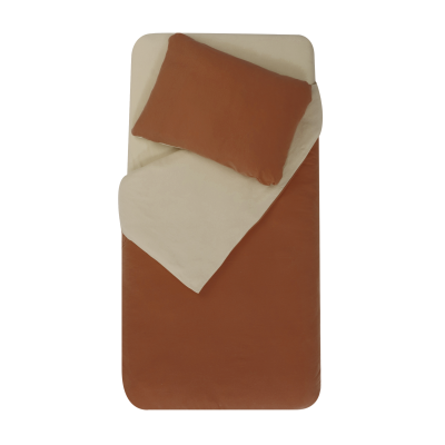 Parure housse de couette + taie d'oreiller 100x140cm / 40x60 cm sable / tomette