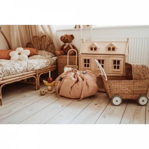 Sac à jouets / tapis d'éveil 2 en 1 en coton bio fleuri Play & go